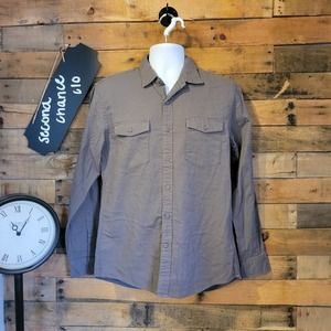 Goodthreads men's causal dark gray button up long sleeve shirt size medium